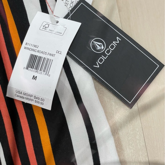 NWT Women's 8 Medium Volcom True To This Stripes Pants Trouser Pockets Cropped - Picture 5 of 13